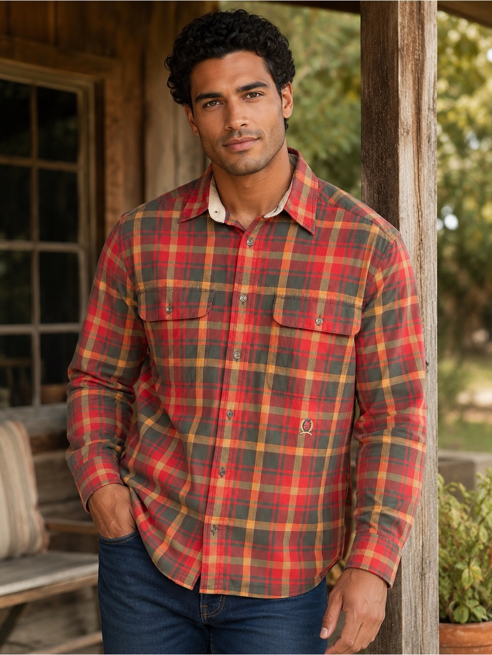 Tommy Hilfiger Men’s Medium Multicolor Plaid Shirt